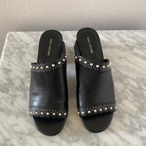 Pour La Victoire - Black Leather Slides - Size 8